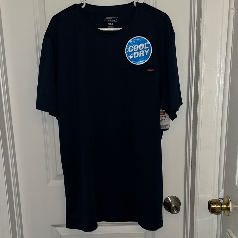 Dickies Short Sleeve Cool & Dry Tee - Black with Blue Badge